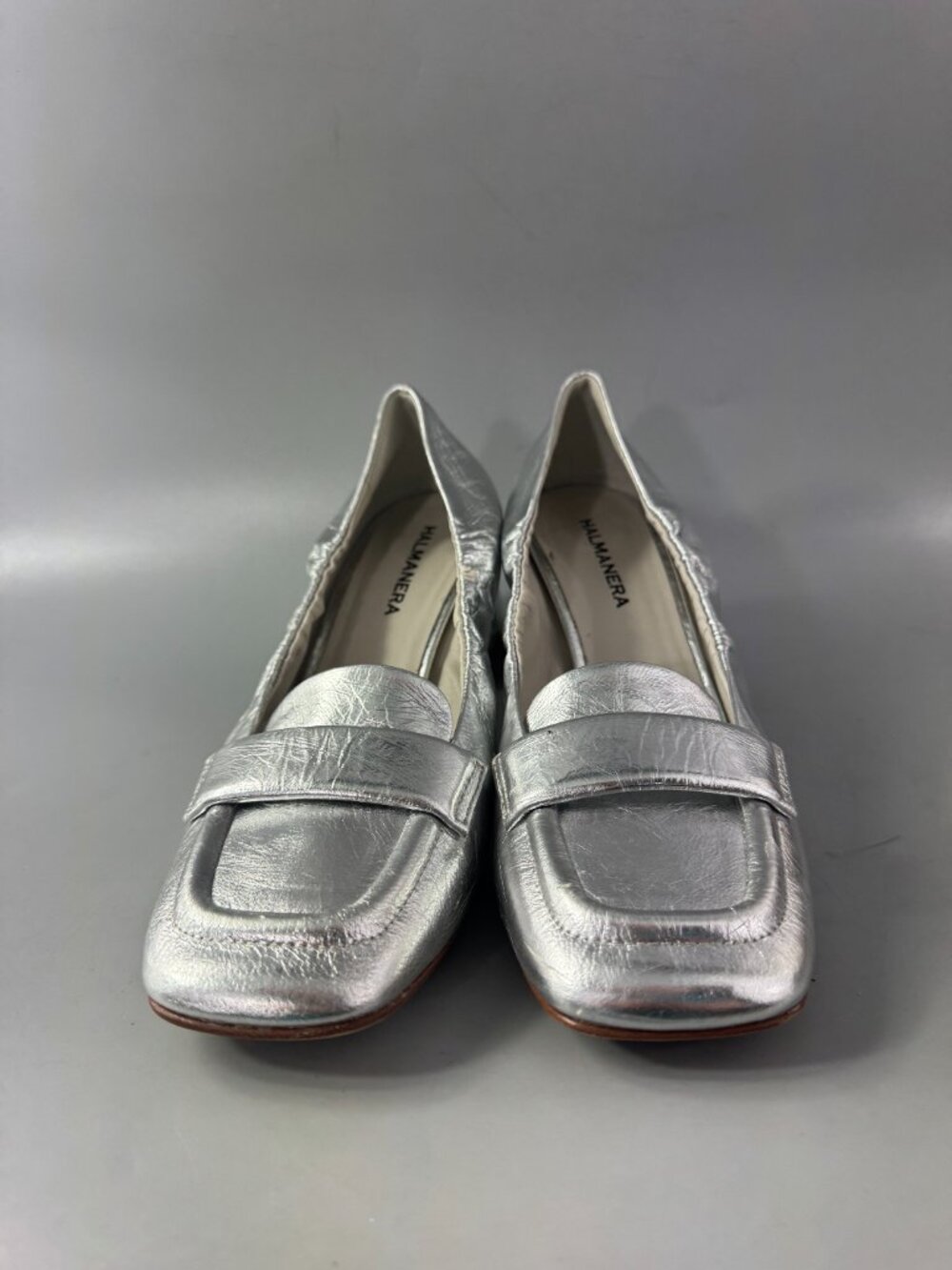 Halmanera Made in Italy Metallic Silver Blocked Heel Shoes, Size 39 - Picture 3 of 14